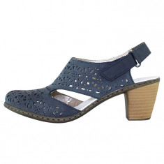 Pantofi cu toc dama piele naturala - Rieker bleumarin - Marimea 41