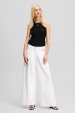 Karl Lagerfeld pantaloni femei, culoarea alb, lat, medium waist, A2W10158