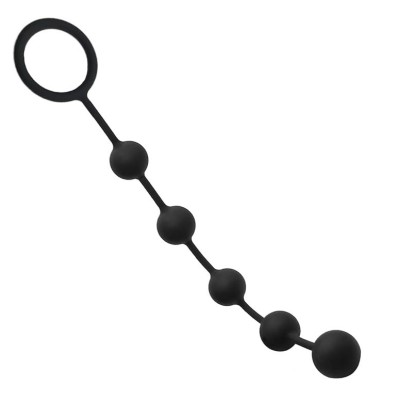 Bile Anale Cipher Beads, Silicon, Negru, 32 cm, Mokko Toys, Simply Fun foto