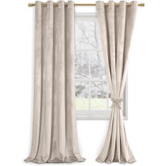 Set doua draperii catifea blackout, crem roze