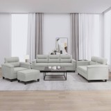 VidaXL Set de canapele cu perne, 4 piese, gri deschis, microfibră