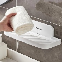 Suport pliabil pentru baie, autoadeziv, dimensiuni 36 x 15.3 cm, se monteaza rapid, din plastic solid, alb