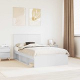 Cumpara ieftin Cadru de pat cu headboard Alb 120 x 200 cm Lemn de pin masiv