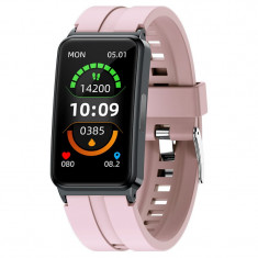 Smartband iSEN EP01 Roz, 1.47" IPS HD, ECG, Ritm cardiac, Presiune sanguina, Glicemie, Oxigen, Monitorizare somn, Bt v5.1, IP67, 210mAh