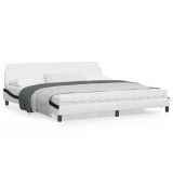 VidaXL Cadru de pat cu tăblie alb și negru 200x200cm piele artificială