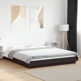 vidaXL Cadru de pat cu lumini LED, negru, 150x200 cm, lemn prelucrat