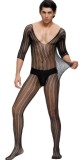 Bodystocking Crotchless Barbati Negru OS