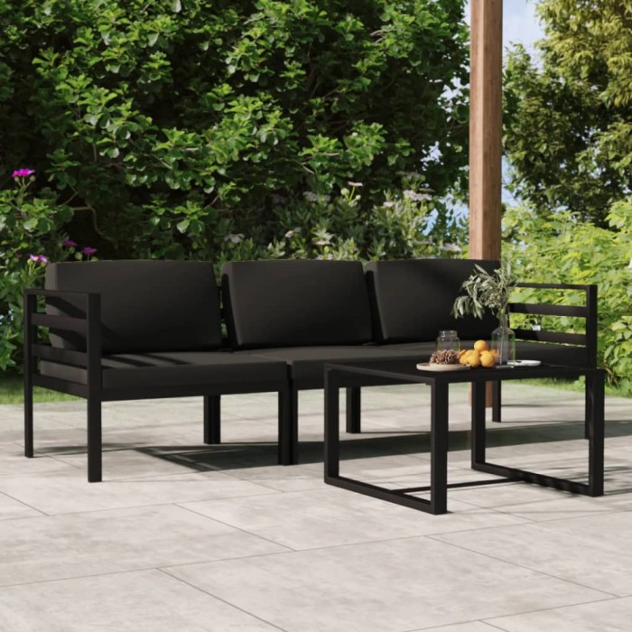 vidaXL Set mobilier de grădină cu perne, 4 piese, antracit, aluminiu 3107776