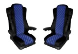 2 x Huse pentru Mercedes Actros MP4 MP3 2009-2015 Camioane Negru Albastru Piele