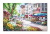 Tablou GIGANT pictat manual, Paris piata de flori, 150x100cm ulei pe panza in relief efect 3D
