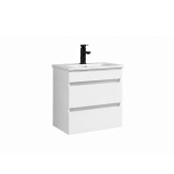 Leziter Masca Chiuveta Baie Cube 60 Alb Lucios cu Lavoar Ceramic Suspendat 61x46.5x53cm