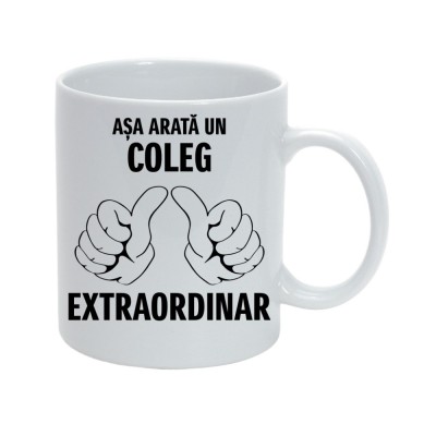 Cana alba personalizata &amp;quot;Asa arata un coleg extraordinar&amp;quot;, INOVATIX&amp;reg;. 330ml foto