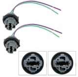 Soclu Becuri Auto W21W 7440 7443 cu Fir Plastic (8cm, 18AWG) pentru Lumini Frana/Semnalizare