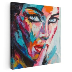 Tablou portret pictura in ulei femeie misterioasa 2011 Tablou canvas pe panza CU RAMA 30x30 cm
