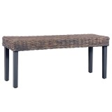 Cumpara ieftin Banca, gri, 110 cm, ratan kubu natural si lemn masiv de mahon