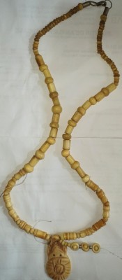 GE - Colier Margele deosebit vechi din os / L: 62 cm / &amp;icirc;ncuietoare din alpaca / lipsa un element din lateralul medalionului foto