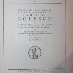 DESPRE ACTIVITATEA LITERARA A UNOR MEMBRI AI FAMILIEI GOLESCU IN CURSUL SECOLULUI AL XIX - LEA