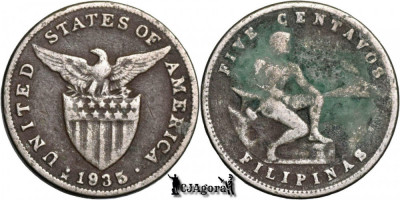 1935 M 5 Centavos - Filipine foto