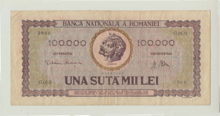ROMANIA - 100000 LEI 1947 , B1.131