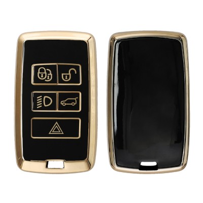Husa Cheie Auto Kwmobile pentru Jaguar 5 Butoane, Negru/Auriu, Silicon, KWM0000256I001C foto