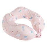 Perna Călătorie Copii, Memory Foam, Roz, Model Unicorni, 22x22x8cm