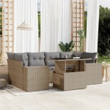 Set canapele de grădină, 7 piese, cu perne, bej, poliratan