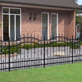 vidaXL Gard grădină cu v&acirc;rfuri negru 140 cm oțel vopsit electrostatic
