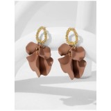 Cumpara ieftin Cercei cu Petale, Tawny, Maro - 480023