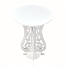 Masuta de cafea, fixa, din MDF, cu elemente decorative, dimensiuni 75 X 36 cm, alb