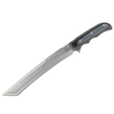 Maceta de vanatoare DEPOX&reg;, Seax Blade, 45 cm, otel inoxidabil, gri, teaca piele inclusa
