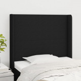 Tablie de pat cu aripioare, negru, 83x16x118/128 cm, textil GartenMobel Dekor, vidaXL
