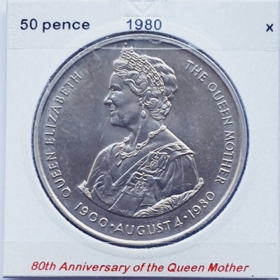 2883 Falkland 50 pence 1980 Elizabeth II (Queen Mother) km 15 foto