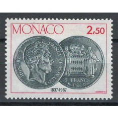 Monaco 1987 Mi 1829 MNH - 150 de ani de la renașterea monedei din Monaco