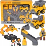 Set constructie vehicule de construcții pentru asamblat &ndash; 57 piese, buldozer și basculantă