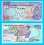 Sao Tome &amp; Principe (p#64) 1.000 Dobras 1993 UNC &#039;Banane&#039; serie: BA1807550 margine bleu