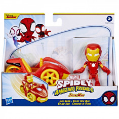 Set figurina si masinunta - Spidey And His Amazing Friends - Iron Man & Iron Racer | Hasbro