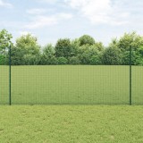 VidaXL Gard din s&acirc;rmă sudată cu 11 Posturi U Verde 1.2x25 m Oțel
