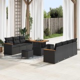 Cumpara ieftin Set de canapele pentru gradina 10 buc. Negru poliratan
