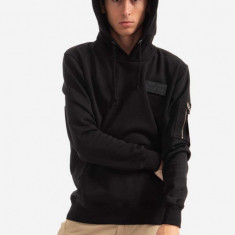 Alpha Industries bluză Red Stripe Hoody bărbați, culoarea negru, cu glugă, cu imprimeu 178314.95-black