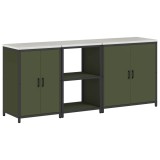 vidaXL Set de depozitare pentru bucătărie 3 pcs Verde măsliniu Oțel 3392704