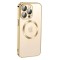 Husa Luxury MagSafe compatibila cu iPhone 15 Plus, Full protection, Margini colorate, Auriu