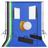 Set studio foto cu lampi, fundal si reflector