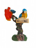 Cumpara ieftin Statueta decorativa, Papagali pe creanga, Welcome, Portocaliu, 18 cm, 1025DD4-1