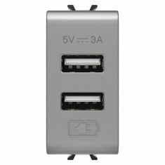 Priza USB tip A 1M alimentare dubla 5V 3A Gewiss Chorus titan GW14447