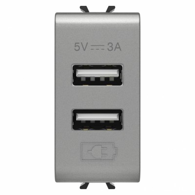 Priza USB tip A 1M alimentare dubla 5V 3A Gewiss Chorus titan GW14447 foto