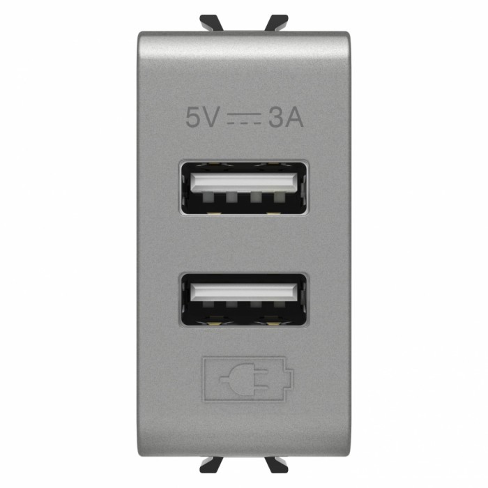Priza USB tip A 1M alimentare dubla 5V 3A Gewiss Chorus titan GW14447
