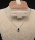 Colier din argint Lacrima cu Safir Albastru Inchis Arg383D, Argintboutique