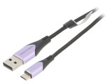 Cablu USB 2.0 A la Micro B 1m Negru, Vention