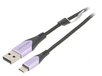 Cablu USB 2.0 A la Micro B 1m Negru foto