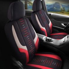 Set Huse Scaune Auto pentru Dacia Sandero Stepway - Panda Kiev, negru - rosu, 11 piese foto